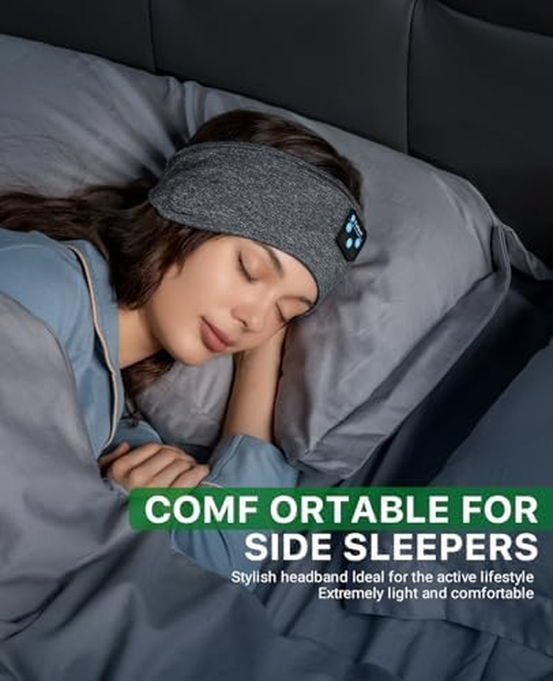 Bluetooth Sleep Headband with Built-in Mic - Wireless Ultra-Thin Headband for Side Sleepers, All-Night Battery, Soft Breathable Comfort, Sports Wireless Headphones, Mother’s Day Father’s Day Gift