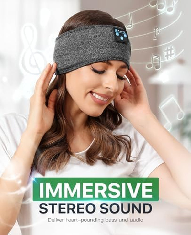 Bluetooth Sleep Headband with Built-in Mic - Wireless Ultra-Thin Headband for Side Sleepers, All-Night Battery, Soft Breathable Comfort, Sports Wireless Headphones, Mother’s Day Father’s Day Gift