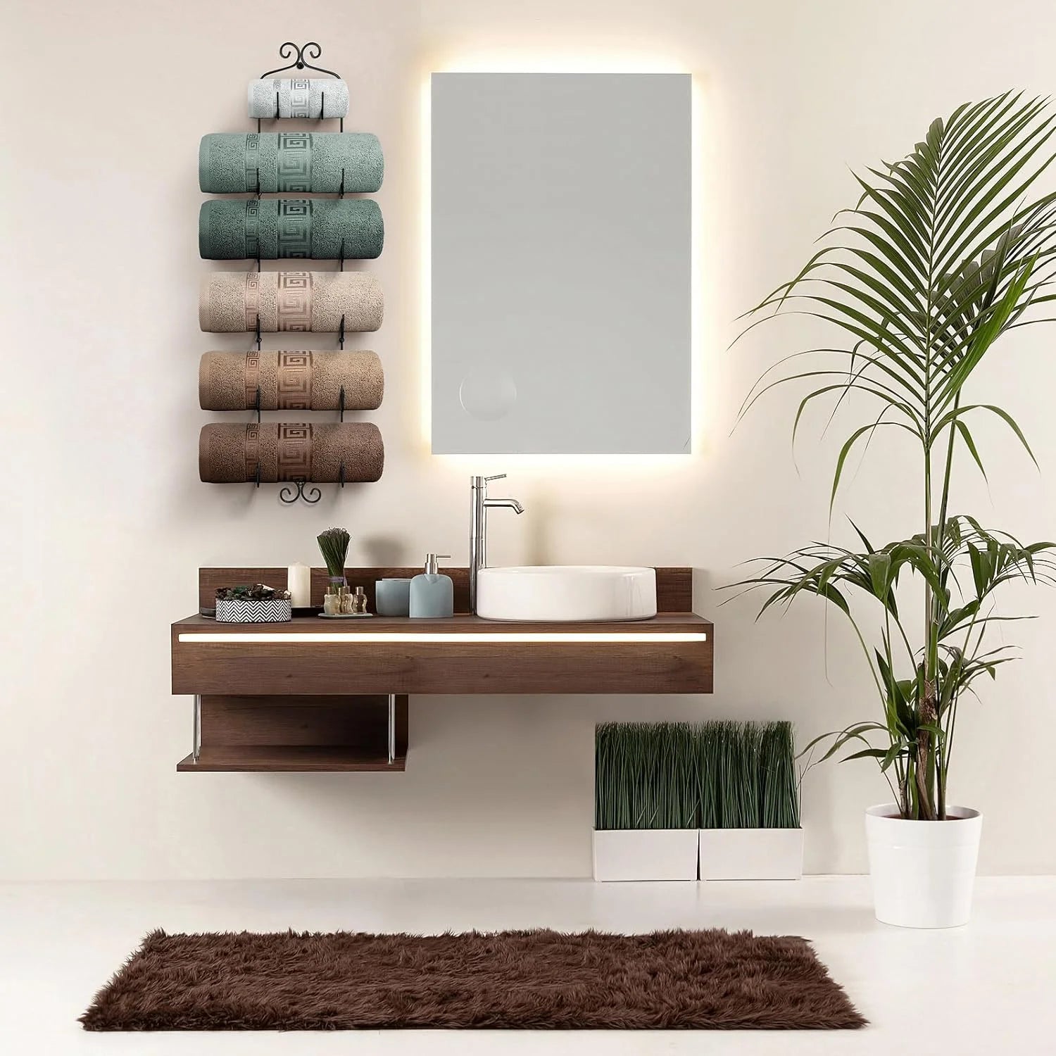6-Tier Wall-Mounted Wine Rack, Towel Rack