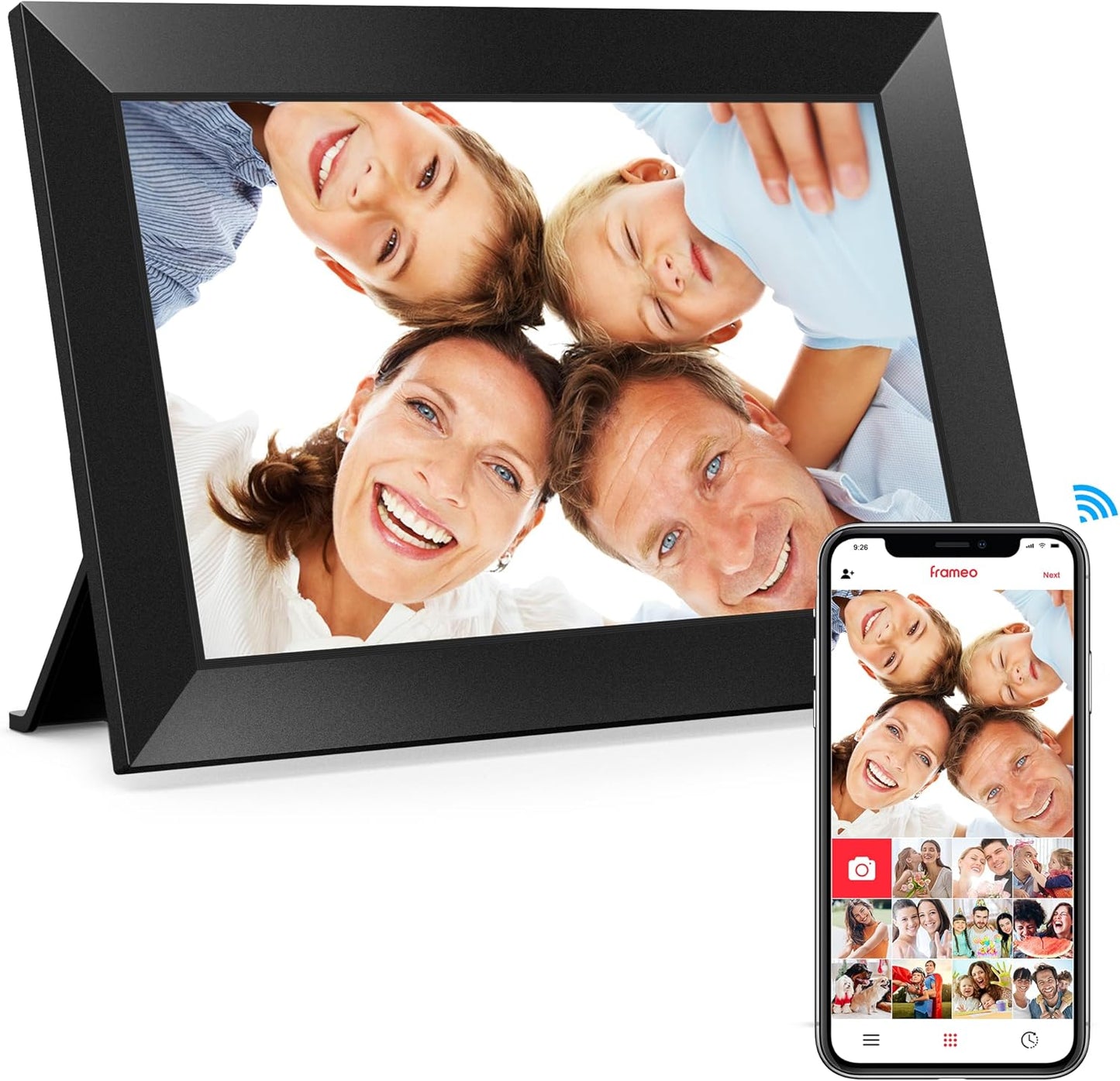 Digital Picture Frame, 10.1" Frameo Digital Frame WiFi with 32GB Memory, 1280x800 IPS Touch Screen, Send Photos/Videos from Your Phone Anywhere, Photo Gifts for Parents and Grandparents