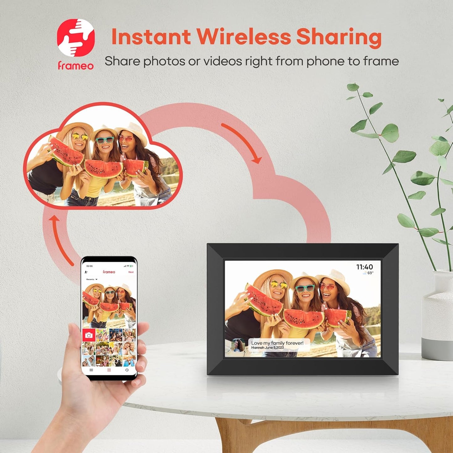 Digital Picture Frame, 10.1" Frameo Digital Frame WiFi with 32GB Memory, 1280x800 IPS Touch Screen, Send Photos/Videos from Your Phone Anywhere, Photo Gifts for Parents and Grandparents