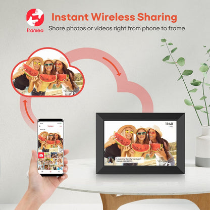 Digital Picture Frame, 10.1" Frameo Digital Frame WiFi with 32GB Memory, 1280x800 IPS Touch Screen, Send Photos/Videos from Your Phone Anywhere, Photo Gifts for Parents and Grandparents