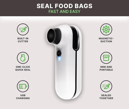 Mini Bag Sealer and Cutter, 2 in 1 Portable USB Rechargeable Chip Heat Sealing Machine for Plastic Snacks Food Storage Bag Opener