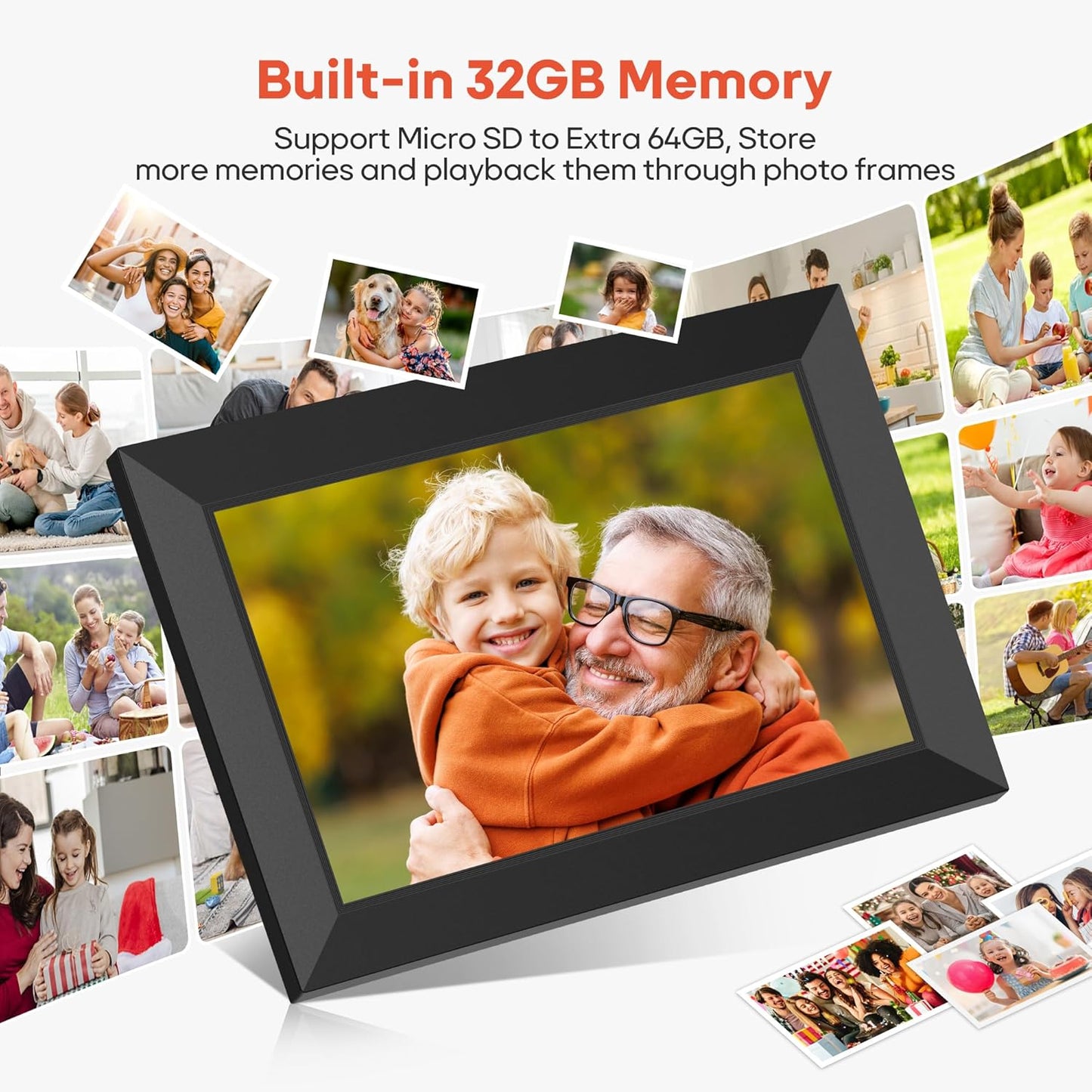 Digital Picture Frame, 10.1" Frameo Digital Frame WiFi with 32GB Memory, 1280x800 IPS Touch Screen, Send Photos/Videos from Your Phone Anywhere, Photo Gifts for Parents and Grandparents