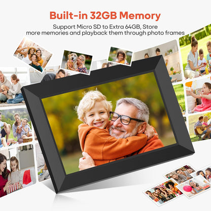 Digital Picture Frame, 10.1" Frameo Digital Frame WiFi with 32GB Memory, 1280x800 IPS Touch Screen, Send Photos/Videos from Your Phone Anywhere, Photo Gifts for Parents and Grandparents