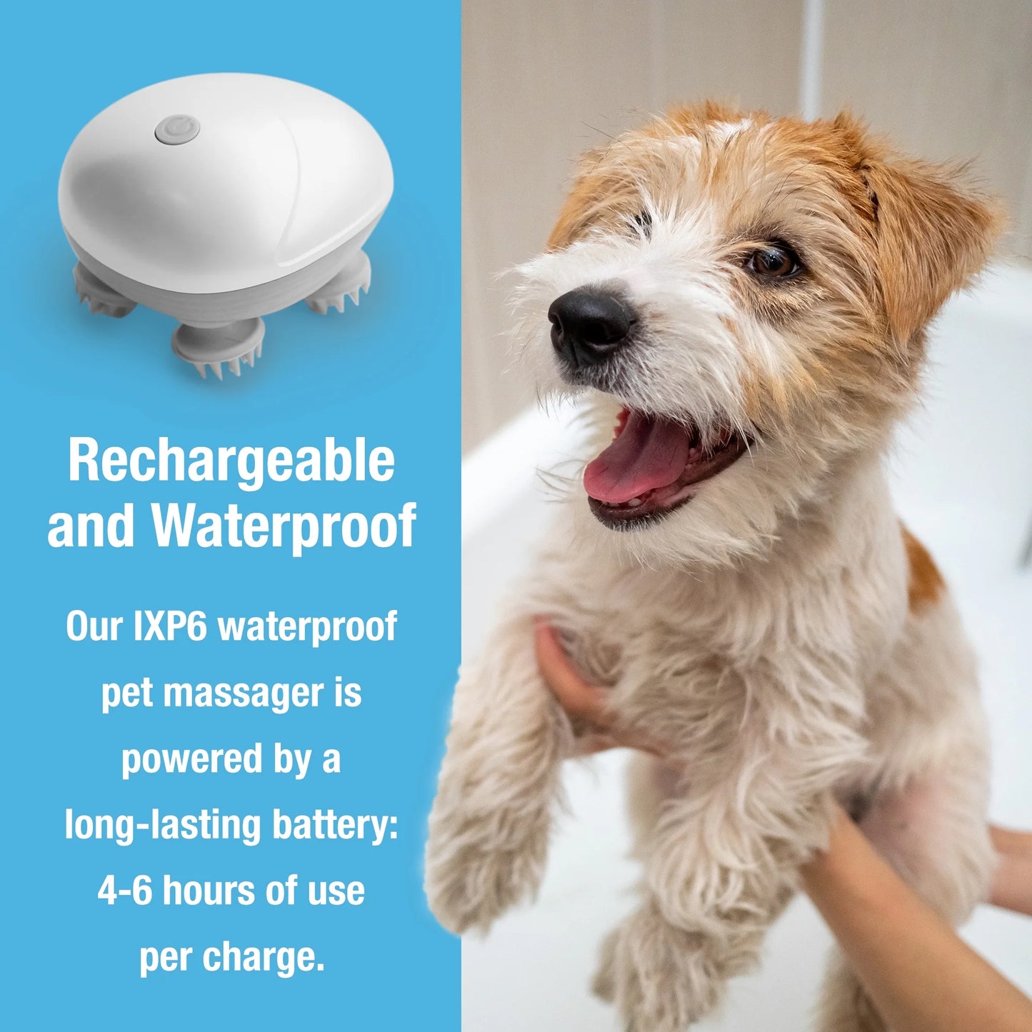 Handheld Pet Massager for Dogs and Cats by  - Electric Cat and Dog Massage Tool - Head and Back Scratcher for Relieving Tension, Tight Muscles and Stiffness with Four Rotating Massage Heads