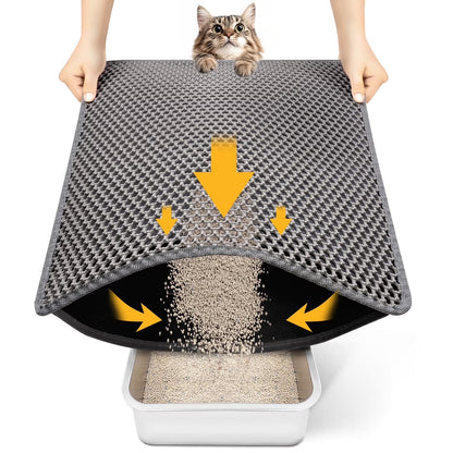 Cat Litter Mat - 23"X17" Honeycomb Double Layer, Urine Waterproof, and Easy to Clean
