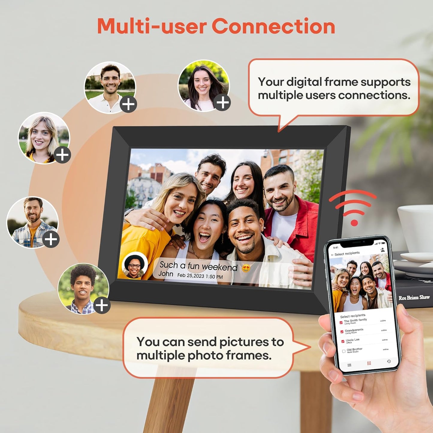 Digital Picture Frame, 10.1" Frameo Digital Frame WiFi with 32GB Memory, 1280x800 IPS Touch Screen, Send Photos/Videos from Your Phone Anywhere, Photo Gifts for Parents and Grandparents