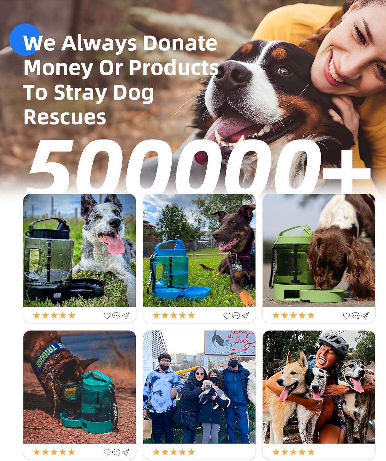 Portable Dog Travel Water Bottle with Pull-Out Drinking Bowl, 77oz Capacity - Ideal for Camping, Hiking, Beach Trips, and Outdoor Activities, Black