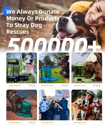 Portable Dog Travel Water Bottle with Pull-Out Drinking Bowl, 77oz Capacity - Ideal for Camping, Hiking, Beach Trips, and Outdoor Activities, Black