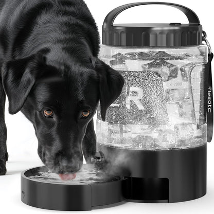 Portable Dog Travel Water Bottle with Pull-Out Drinking Bowl, 77oz Capacity - Ideal for Camping, Hiking, Beach Trips, and Outdoor Activities, Black