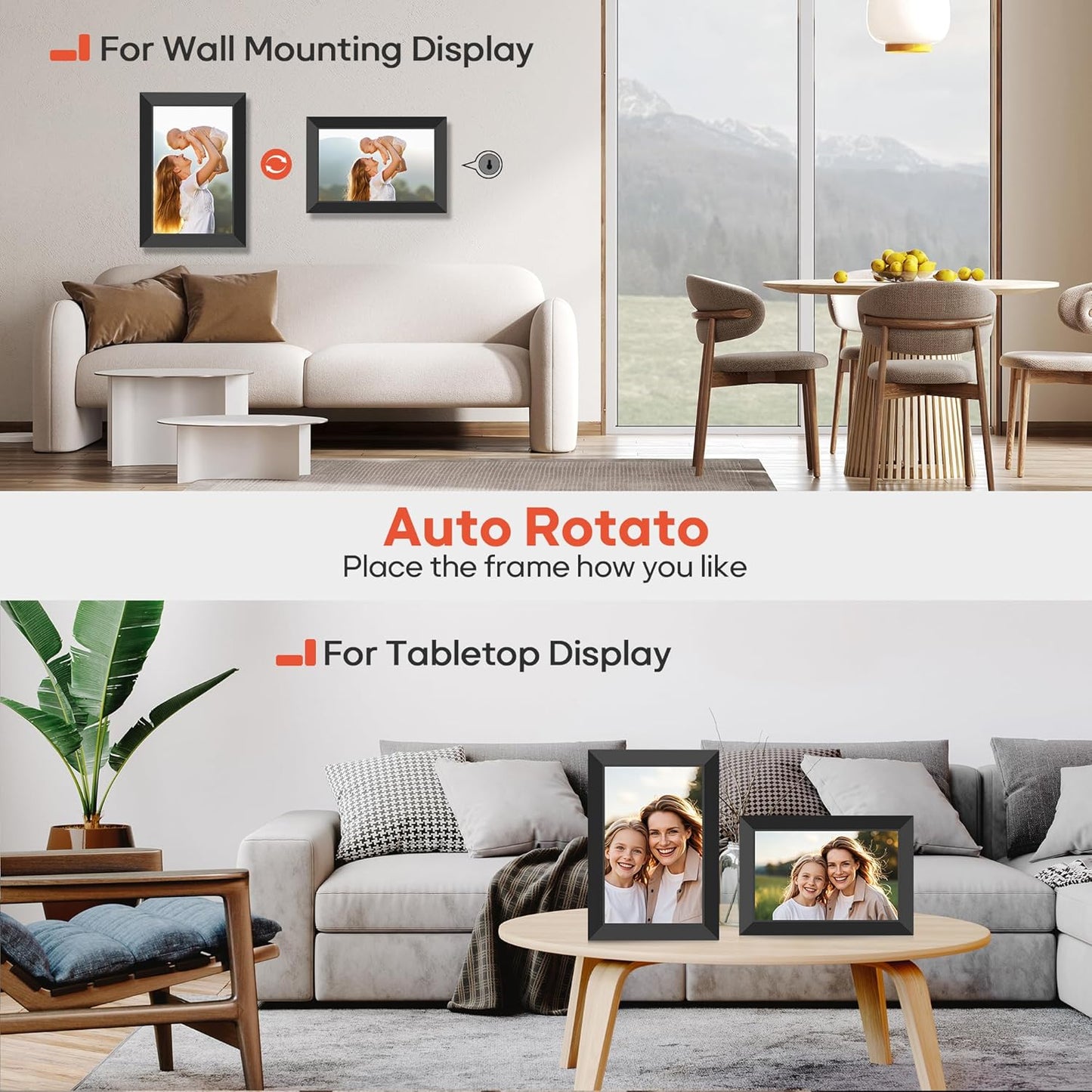 Digital Picture Frame, 10.1" Frameo Digital Frame WiFi with 32GB Memory, 1280x800 IPS Touch Screen, Send Photos/Videos from Your Phone Anywhere, Photo Gifts for Parents and Grandparents