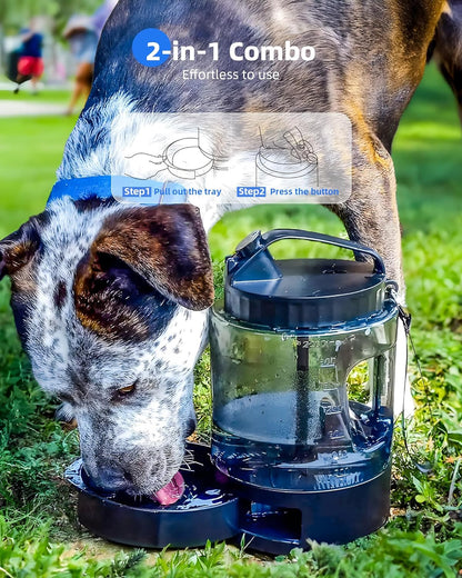 Portable Dog Travel Water Bottle with Pull-Out Drinking Bowl, 77oz Capacity - Ideal for Camping, Hiking, Beach Trips, and Outdoor Activities, Black