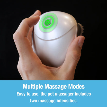 Handheld Pet Massager for Dogs and Cats by  - Electric Cat and Dog Massage Tool - Head and Back Scratcher for Relieving Tension, Tight Muscles and Stiffness with Four Rotating Massage Heads