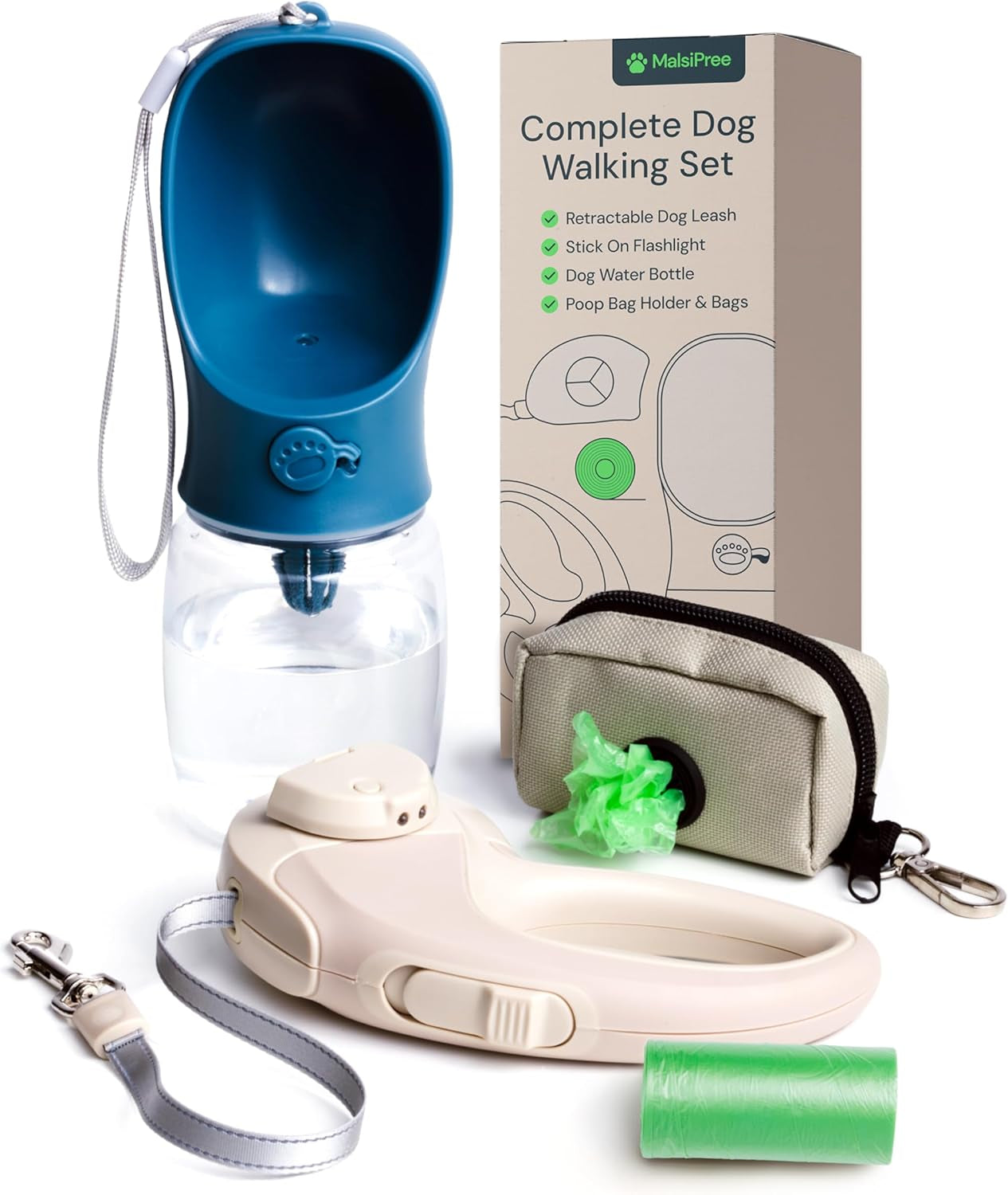 Portable Dog Water Bottle - 19 Oz, Blue - Leak-Proof Water Bowl Dispenser with Lock for Hiking, Travel & On-The-Go