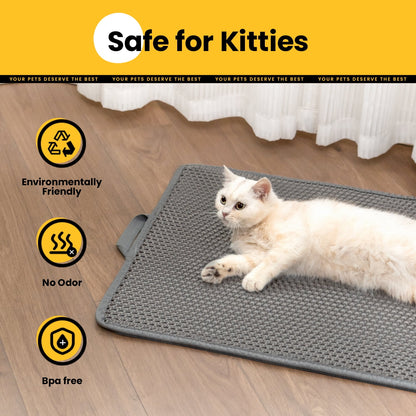 Cat Litter Mat - 23"X17" Honeycomb Double Layer, Urine Waterproof, and Easy to Clean