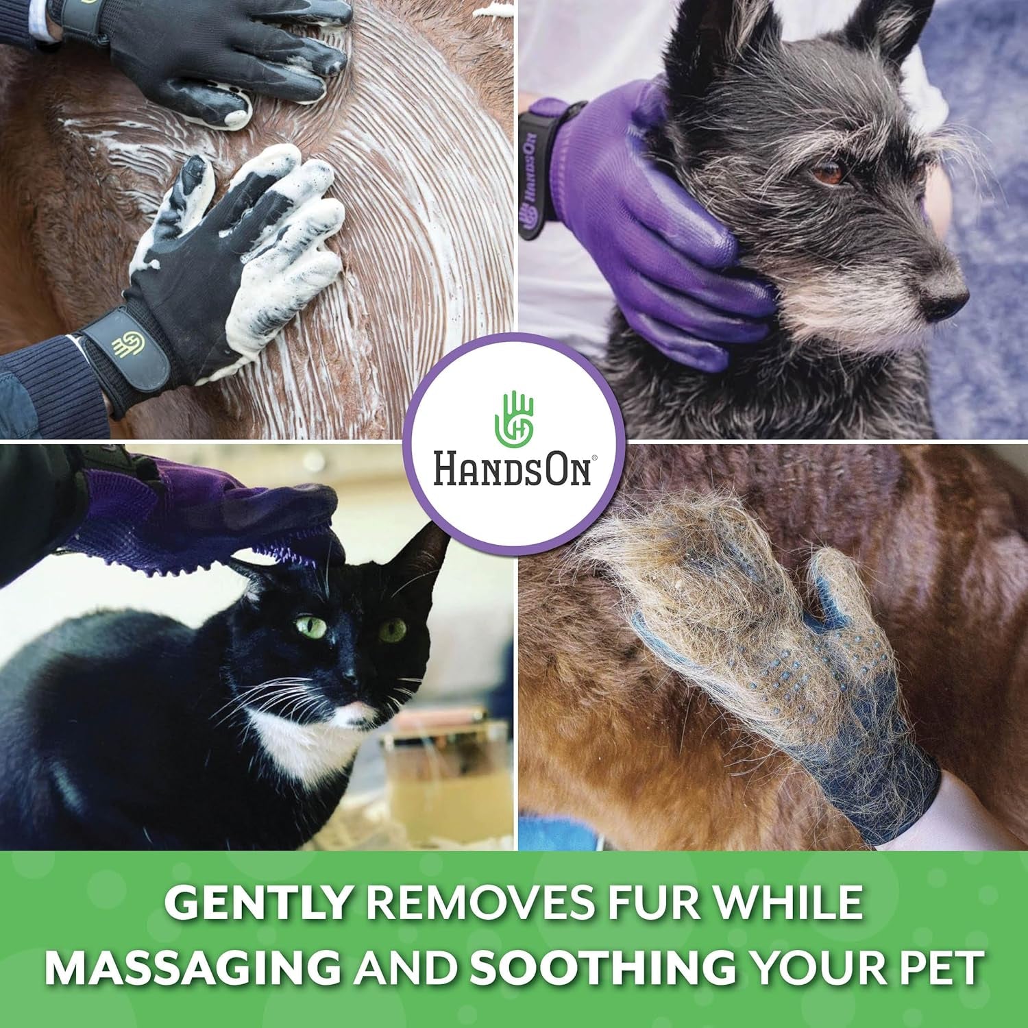 Pet Grooming Gloves - Patented #1 Ranked, Award Winning Shedding, Bathing, & Hair Remover Gloves - Gentle Brush for Cats, Dogs, and Horses (Grey, Large)