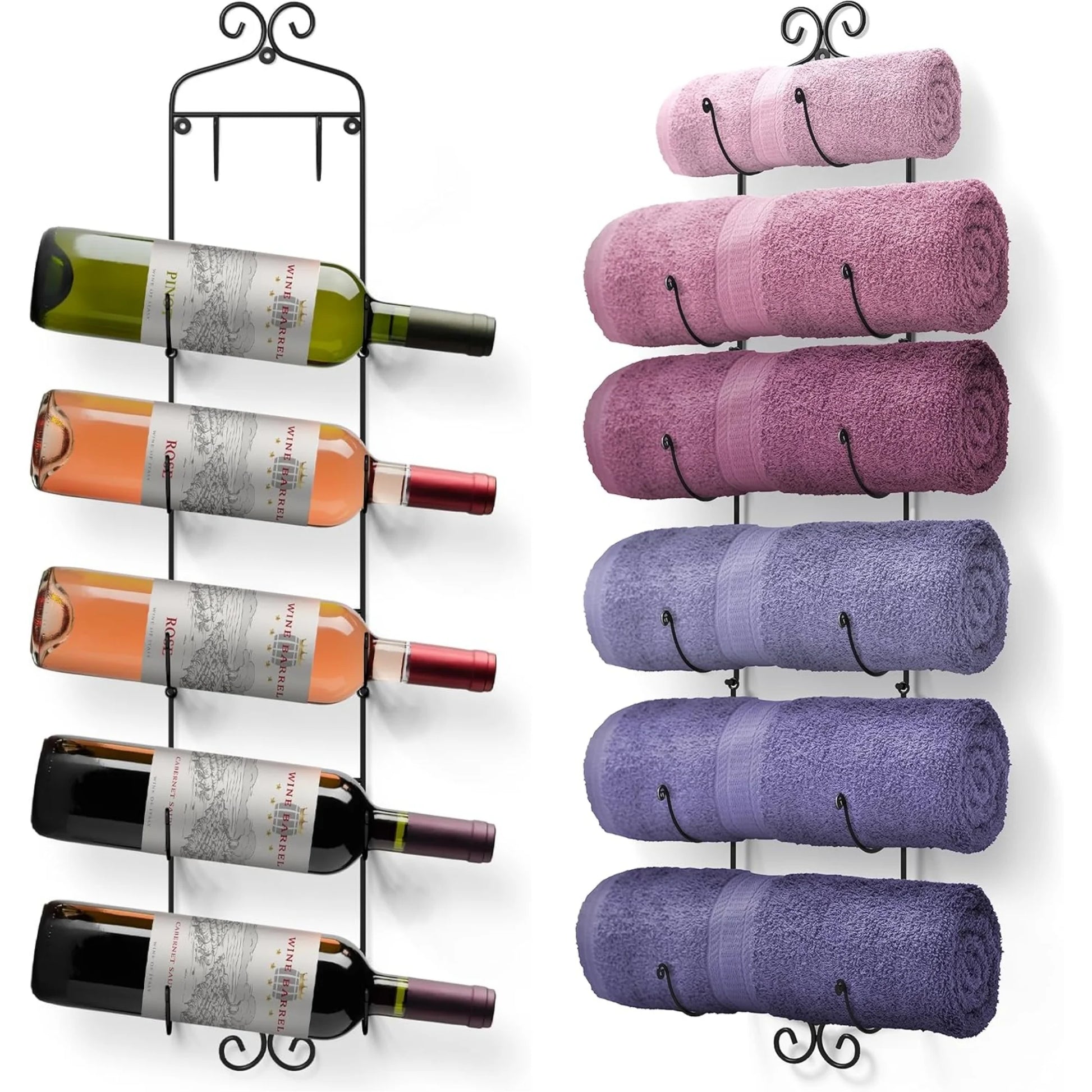 6-Tier Wall-Mounted Wine Rack, Towel Rack
